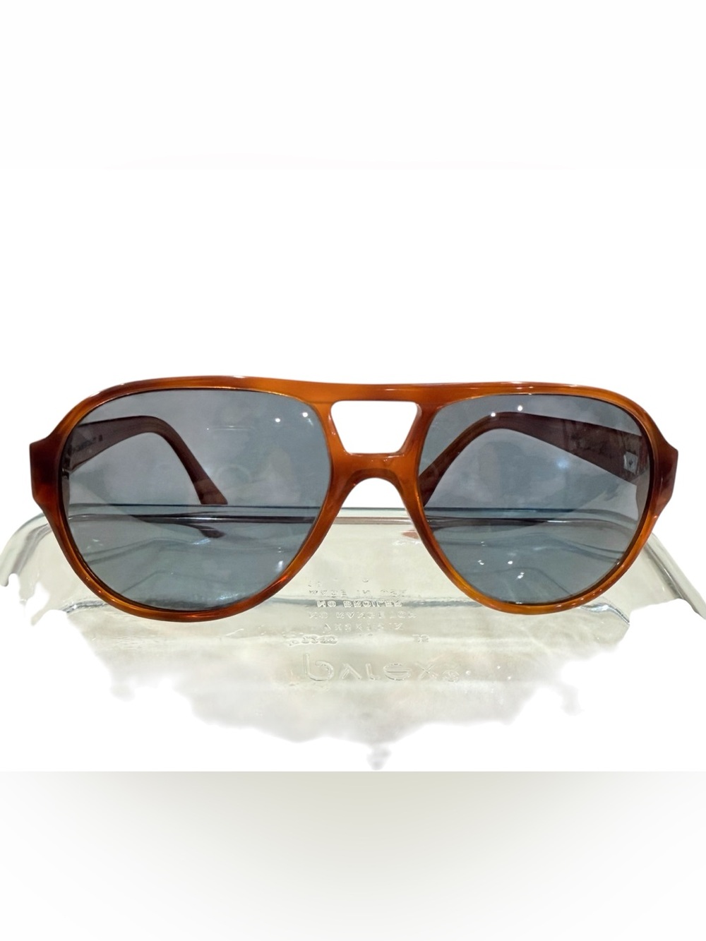 Loro Piana Vintage LP Aviator Sunglasses Italy Amber Acetate Luxury Eyewear